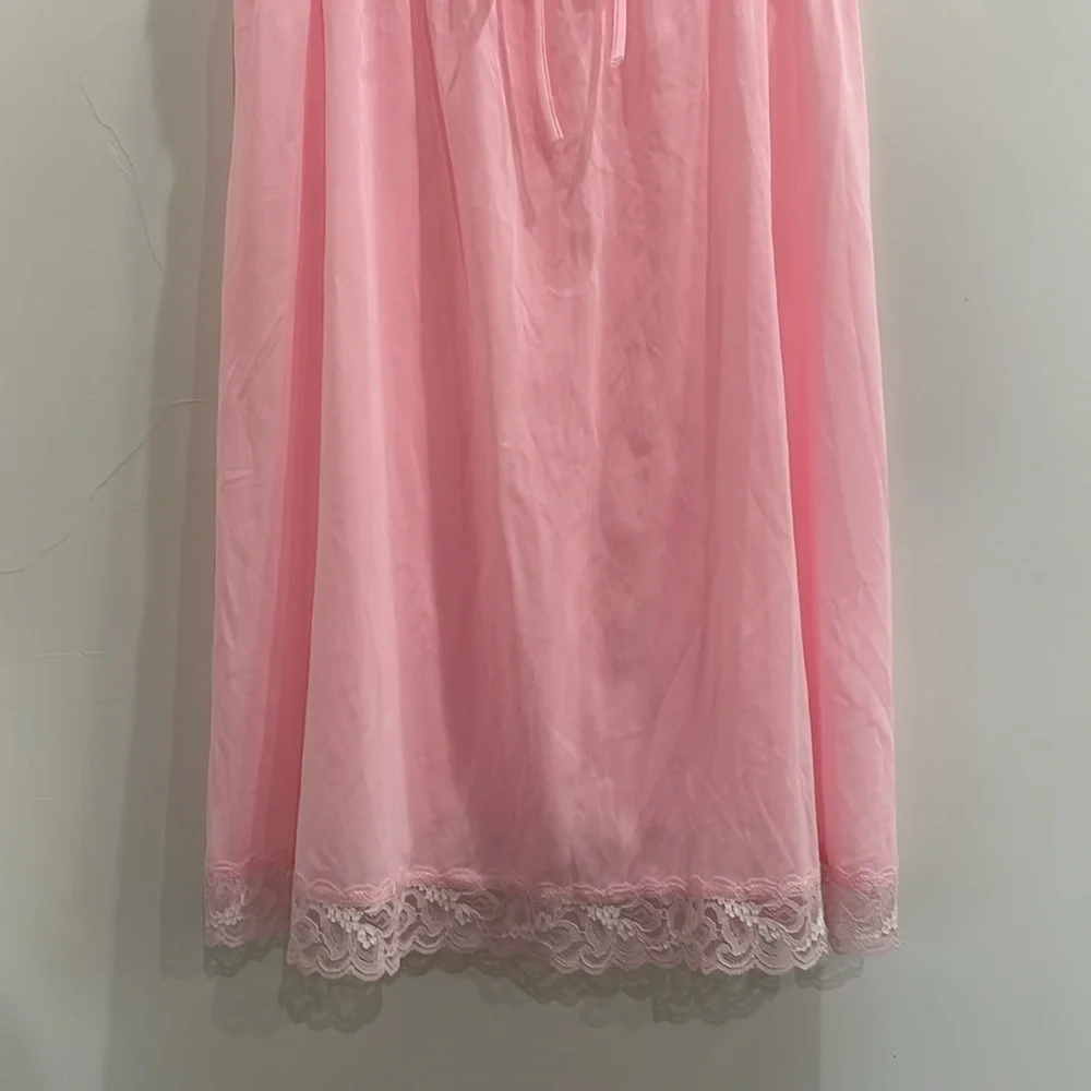Vintage Montgomery Ward Pink Lace Slip Nightgown Dress Size Large Made In USA